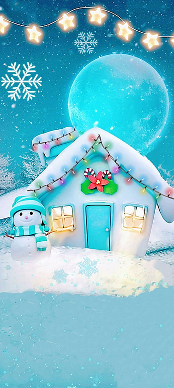 Merry Christmas House, snowman, snow HD phone wallpaper
