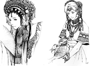 Art of Ibuki Satsuki 37, Ibuki Satsuki, girl, painting, black and white HD wallpaper
