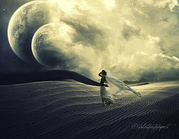 Desert Moons, people, abstract, fantasy, art HD wallpaper