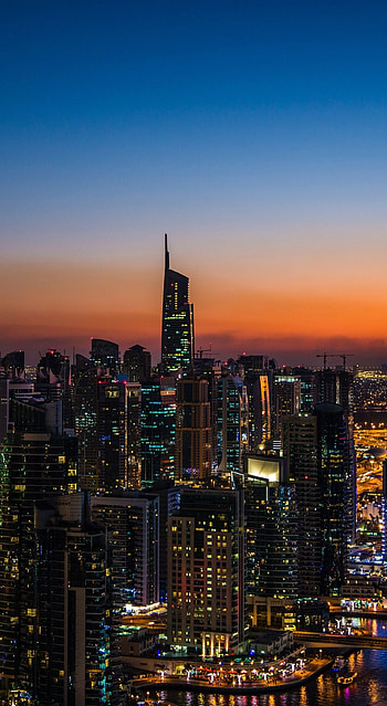 Dubai Skyline, Night cityscape, Urban landscape, graphy HD phone wallpaper