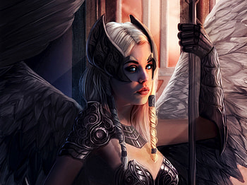 Wings, warrior, fantasy, angel HD wallpaper