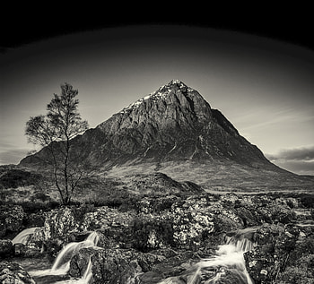 Mountain, landscape, bw HD wallpaper