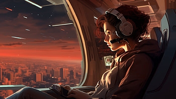 Woman with Heads Enjoying Sunset - Lo-Fi, lofi, woman, heads, video game, futuristic, Futuristic Gaming HD wallpaper