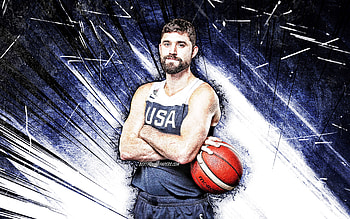 Joe Harris, grunge art, USA Basketball Mens National Team, Joe Malcolm Harris, blue abstract rays, basketball, US mens national basketball team, Joe Harris HD wallpaper
