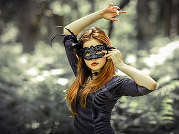 girl_redhead_leaves, amit, omdave, matu, hrdave HD wallpaper
