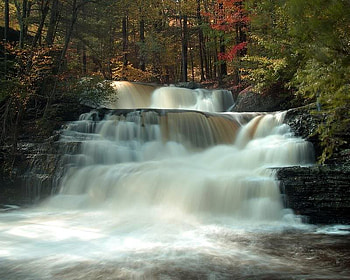 Factory Falls, falls, trees, water, rock HD wallpaper