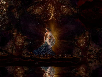 Fantasy_girl_, girl, reflection, water, light HD wallpaper