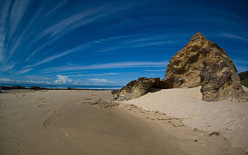 Nature, Stones, Sky, Clouds, Sand, Shore, Bank, Stripes, Streaks HD wallpaper