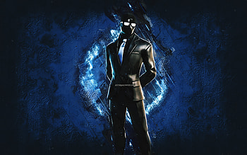 Fortnite Shadow Enforcer Skin, Fortnite, main characters, blue stone background, Shadow Enforcer, Fortnite skins, Shadow Enforcer Skin, Shadow Enforcer Fortnite, Fortnite characters HD wallpaper