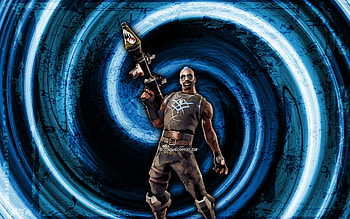 Aanrchy Agent, blue grunge background, Fortnite, vortex, Fortnite characters, Aanrchy Agent Skin, Fortnite Battle Royale, Aanrchy Agent Fortnite HD wallpaper