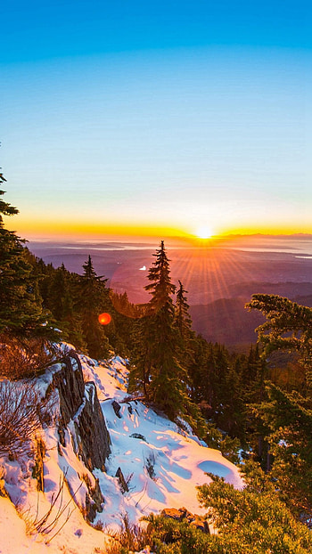 Mountain snow winter, Sunset wood nature, , Serene beauty HD phone wallpaper