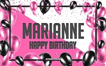 Happy Birtay Marianne, Birtay Balloons Background, Marianne, with names, Marianne Happy Birtay, Pink Balloons Birtay Background, greeting card, Marianne Birtay HD wallpaper