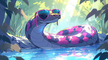 AI-Generated Cool Snake with Sunglasses, AI Art, Animal, snake HD wallpaper