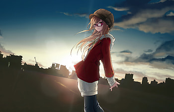 Anime Girl With Glasses Winter, anime-girl, anime, artist, artwork, digital-art HD wallpaper