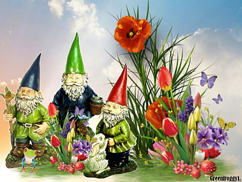 GNOME GARDEN, GARDEN, CREATION, ABSTRACT, GNOMES HD wallpaper