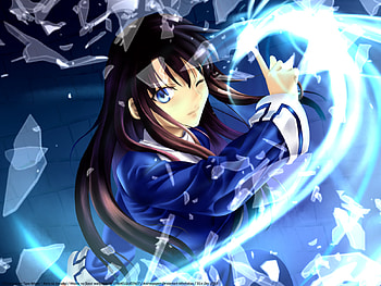Majou no Sasoi, blue, the garden of sinners, blue eyes, kara no kyokai, ova, azaka, girl, long hair, mage, anime, kokuto, female HD wallpaper