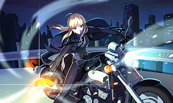 Saber, angry, anime girl, bike ride, Fate/Grand Order HD wallpaper