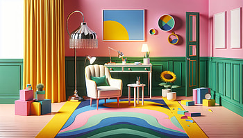 Colorful Modern Home Office, interior design, modern decor, home office HD wallpaper