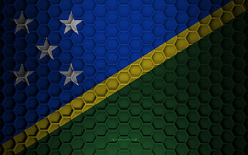 Solomon Islands flag, 3d hexagons texture, Solomon Islands, 3d texture, Solomon Islands 3d flag, metal texture, flag of Solomon Islands HD wallpaper