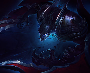 Online game, League of Legends, dark warrior, glowing eyes, art HD wallpaper
