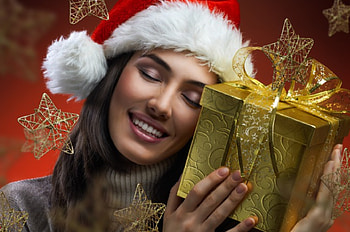 Happy, stars, happy holidays, christmas stars, santa girl, magic christmas, santa, female, bow, sweet, merry christmas, smile, ribbon, eyes, girl, gifts, woman, star, christmas gifts, pretty, hair, lovely, holidays, graphy, gift, long hair, beauty, xmas, lady, holiday, chriistmas girl, lips, hat, new year, magic, hands, beautiful, hand, happy new year, red, christmas HD wallpaper