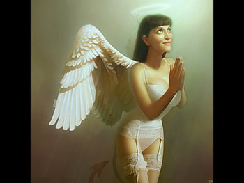 Absolution, halloween, fun, fantasy, art, , dark, demon, female HD wallpaper