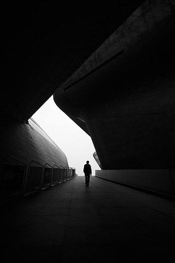 Architecture, Silhouette, Bw, Chb, Tunnel HD phone wallpaper