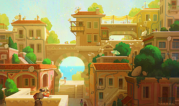 Sunny Cityscape: An Artistic, artistic, sunny, city, house HD wallpaper
