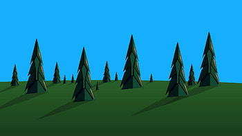 Green Pines Vector Trees Minimalism Blue Sky Background Minimalism HD wallpaper