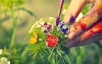 Flowers, Hand, Miscellanea, Miscellaneous, Paint, Brush HD wallpaper