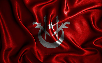 Kelantan flag, , silk wavy flags, brazilian states, Day of Kelantan, fabric flags, Flag of Kelantan, 3D art, Kelantan, Asia, States of Malaysia, Kelantan 3D flag HD wallpaper