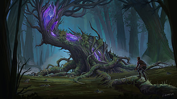 Dead Tree Sap, fantasy, forest HD wallpaper