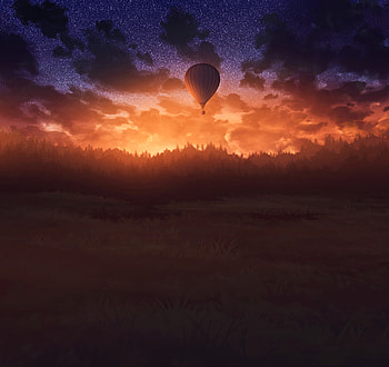 Sunset, Art, Twilight, Dark, Miscellanea, Miscellaneous, Dusk, Balloon HD wallpaper