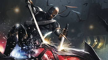 Deathstroke On Batmobile, deathstroke, superheroes, artwork, art HD wallpaper