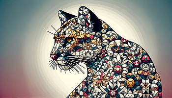 Geometric Cougar Art, Mountain Lion, cat, artistic, geometry, floral HD wallpaper