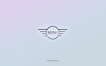 Mini logo, cut out 3d text, white background, Mini 3d logo, Mini emblem, Mini, embossed logo, Mini 3d emblem HD wallpaper