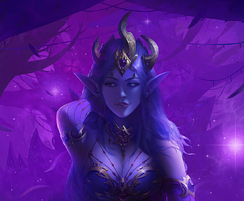 Elf girl, purple, kakathy, pink, fantasy, girl, elf HD wallpaper