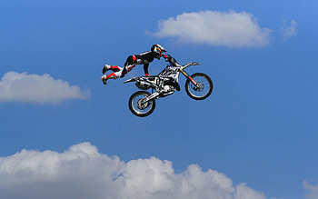 Motorcycle, Motorcycles, Motocross, Man, Bounce, Jump HD wallpaper