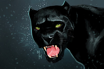 Art, Grin, Predator, Panther HD wallpaper