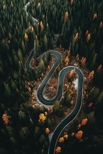 Curvy highway, aerial view, nature HD phone wallpaper