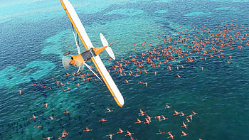 Microsoft Flight Simulator - Vintage Plane Over Ocean, video game, Microsoft Flight Simulator, airplane HD wallpaper