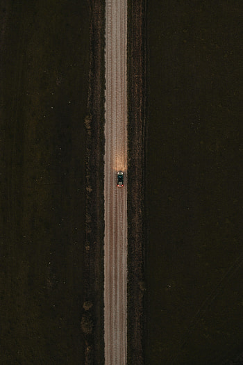 Nature, Grass, View From Above, Road, Car, Machine, Evening HD phone wallpaper