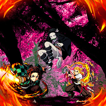 Demon Slayer, red, magenta, tanjiro, nezuko, demon_slayer, anime HD phone wallpaper