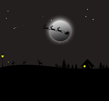 Santa, winter, sky, night, silhouette, art HD wallpaper