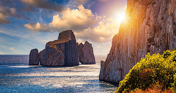 Coastal Marvel Sweetbread Sea Stacks In Masua, nature HD wallpaper