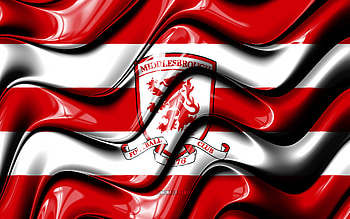 Middlesbrough flag, , red and white 3D waves, EFL Championship, english football club, football, Middlesbrough logo, Middlesbrough FC, soccer, FC Middlesbrough HD wallpaper