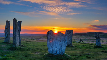 Callanish, Isle Of Lewis, Scotland, colors, landscape, sky, sun, rocks HD wallpaper