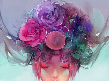 Girl with flowers, , beautiful, flowers, girl, hair HD wallpaper