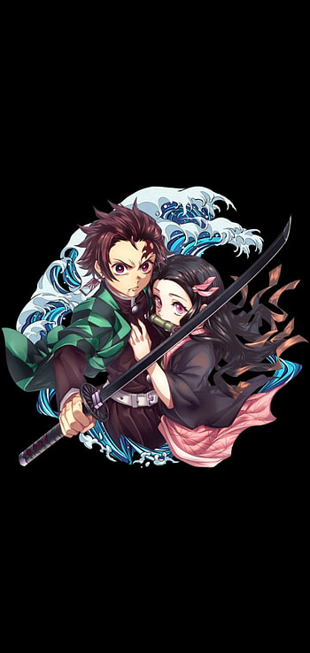Demon Slayer, art, tanjiro, nezuko HD phone wallpaper