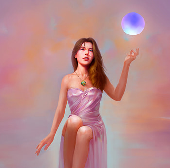 Goddess, fantasy, gorgeous, girl, ogouo wen, yuhang, blue, frumusete, superb, pink, luminos HD wallpaper